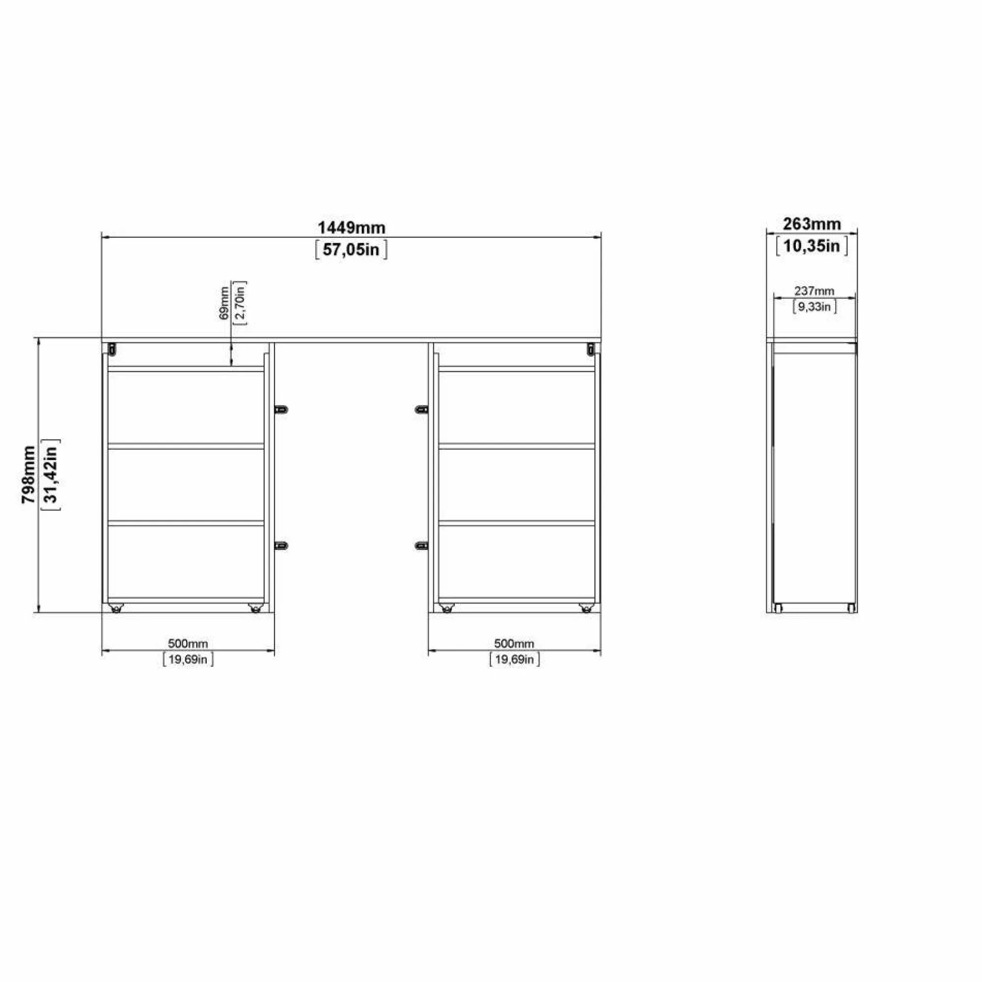 Comodino Drozzon, 145x26 h80 cm,<Dmora Cheap