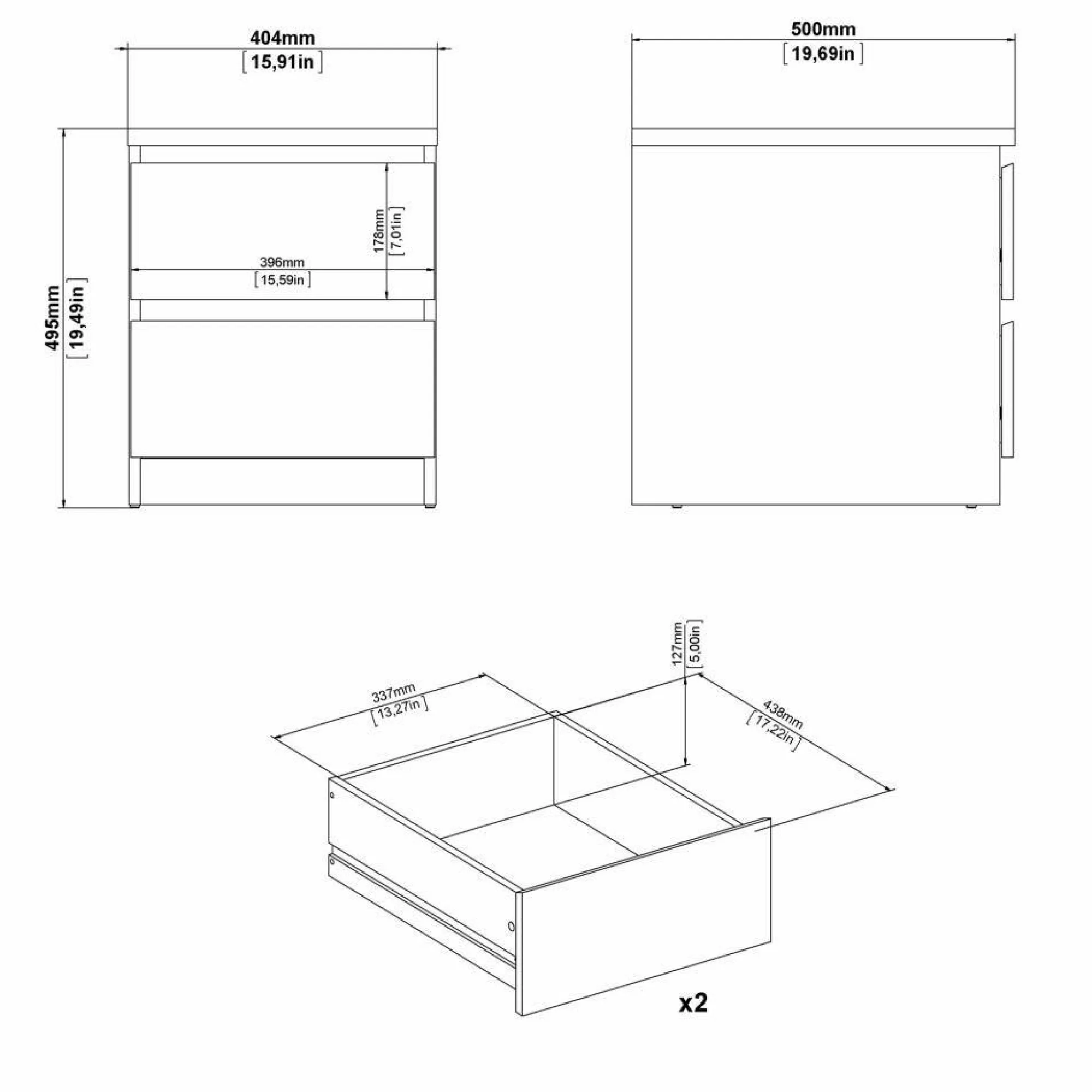 Comodino Drueg, 50x40 h50 cm,<Dmora Store