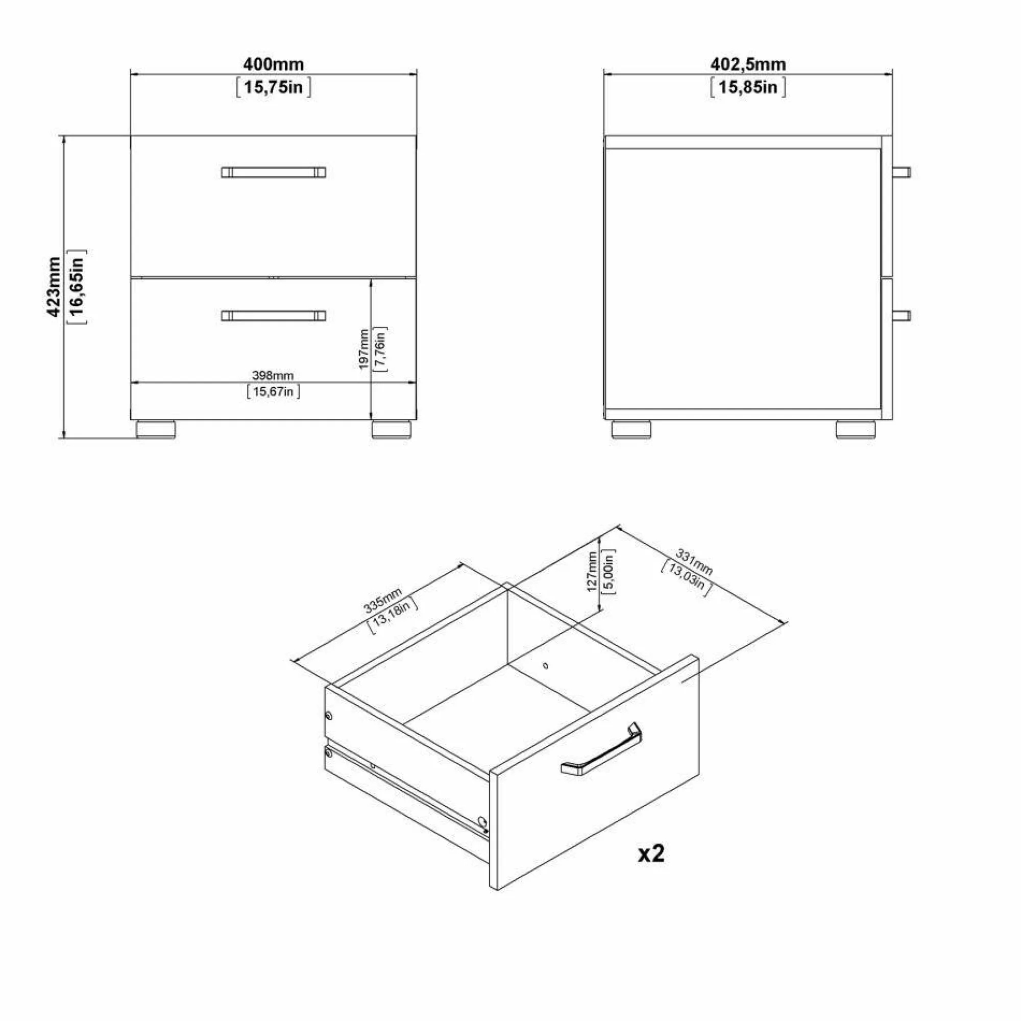 Comodino Drugger, 40x40 h42 cm,<Dmora Best Sale