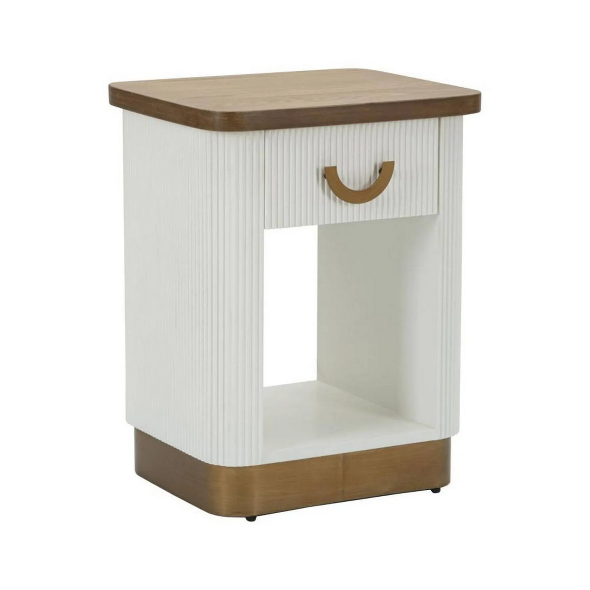 Comodino Fagends, 48x40 h62 cm, Bianco e Marrone<Dmora Fashion