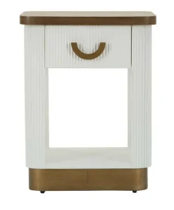 Comodino Fagends, 48x40 h62 cm, Bianco e Marrone<Dmora Fashion