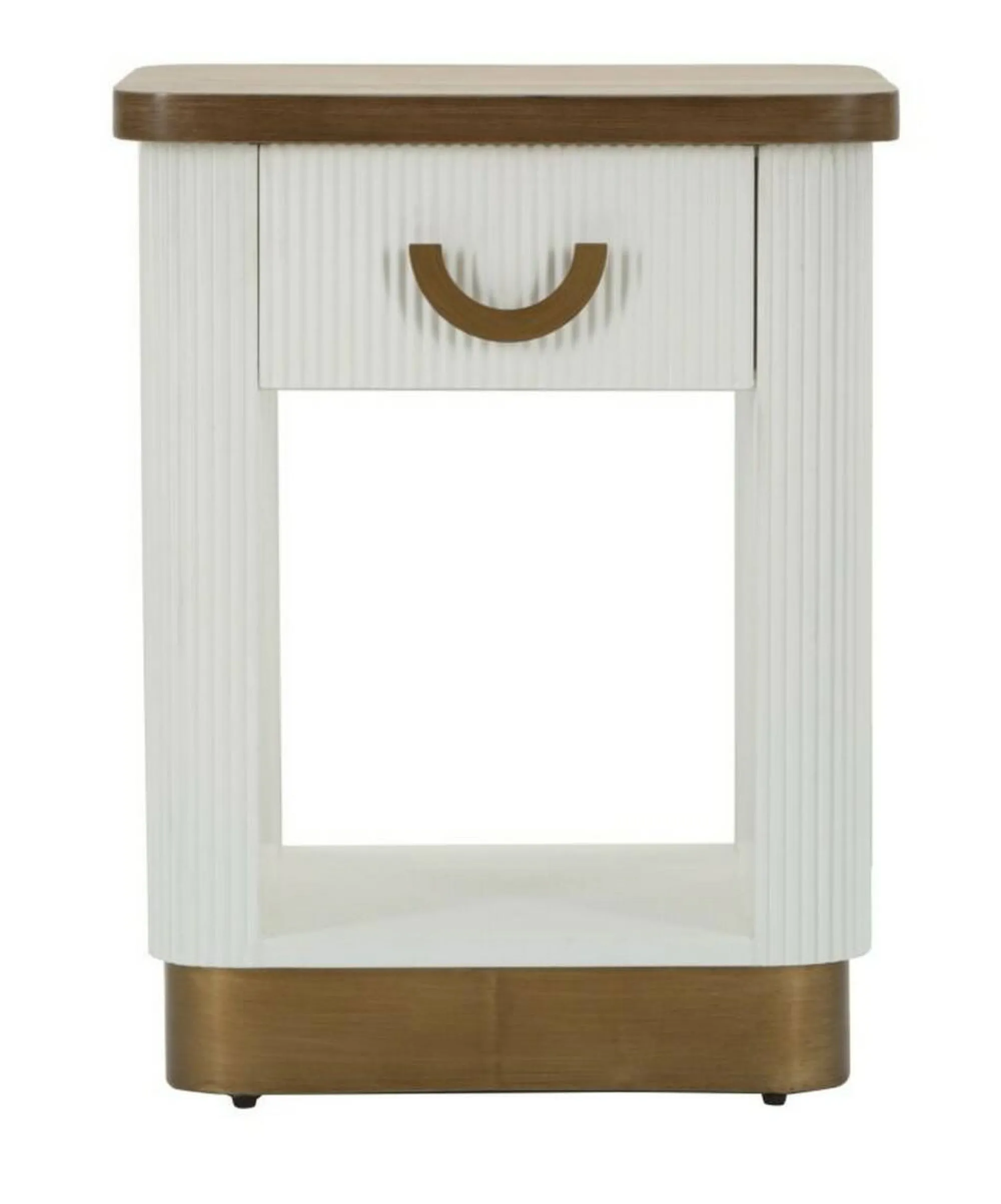 Comodino Fagends, 48x40 h62 cm, Bianco e Marrone<Dmora Fashion