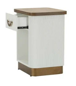 Comodino Fagends, 48x40 h62 cm, Bianco e Marrone<Dmora Fashion