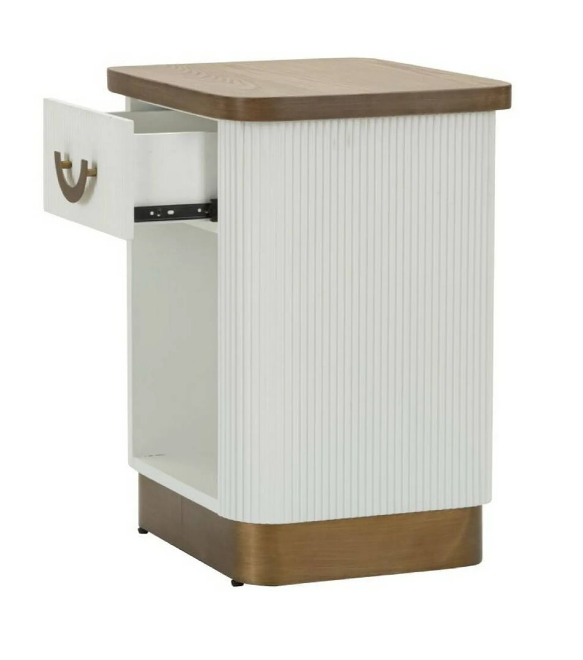 Comodino Fagends, 48x40 h62 cm, Bianco e Marrone<Dmora Fashion
