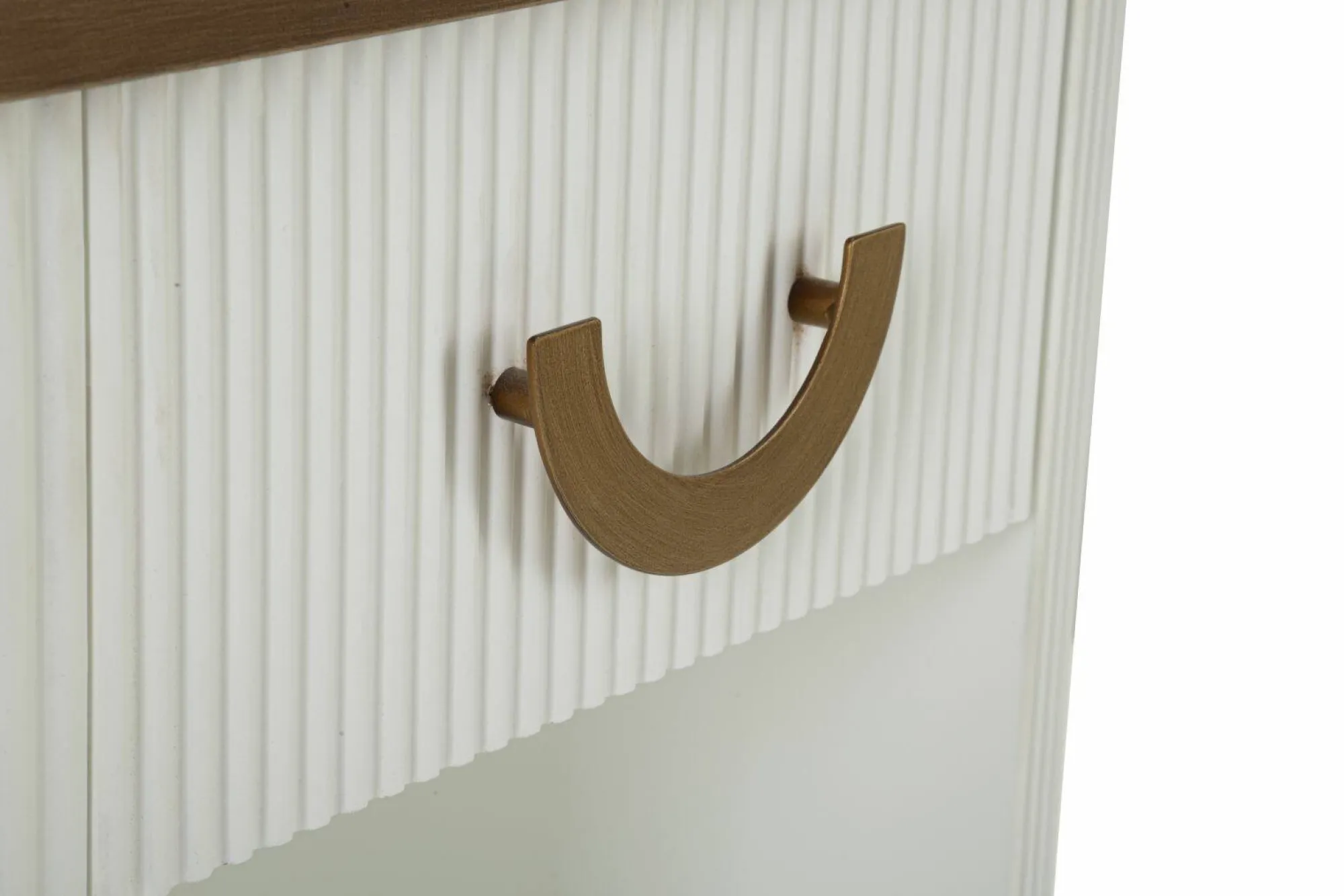 Comodino Fagends, 48x40 h62 cm, Bianco e Marrone<Dmora Fashion