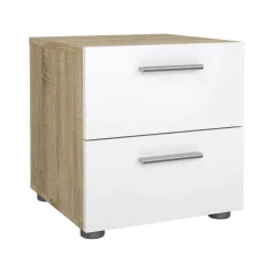 Comodino Fedora, 40x40 h42 cm, Quercia e Bianco<Dmora Discount