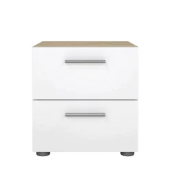 Comodino Fedora, 40x40 h42 cm, Quercia e Bianco<Dmora Discount
