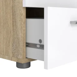 Comodino Fedora, 40x40 h42 cm, Quercia e Bianco<Dmora Discount
