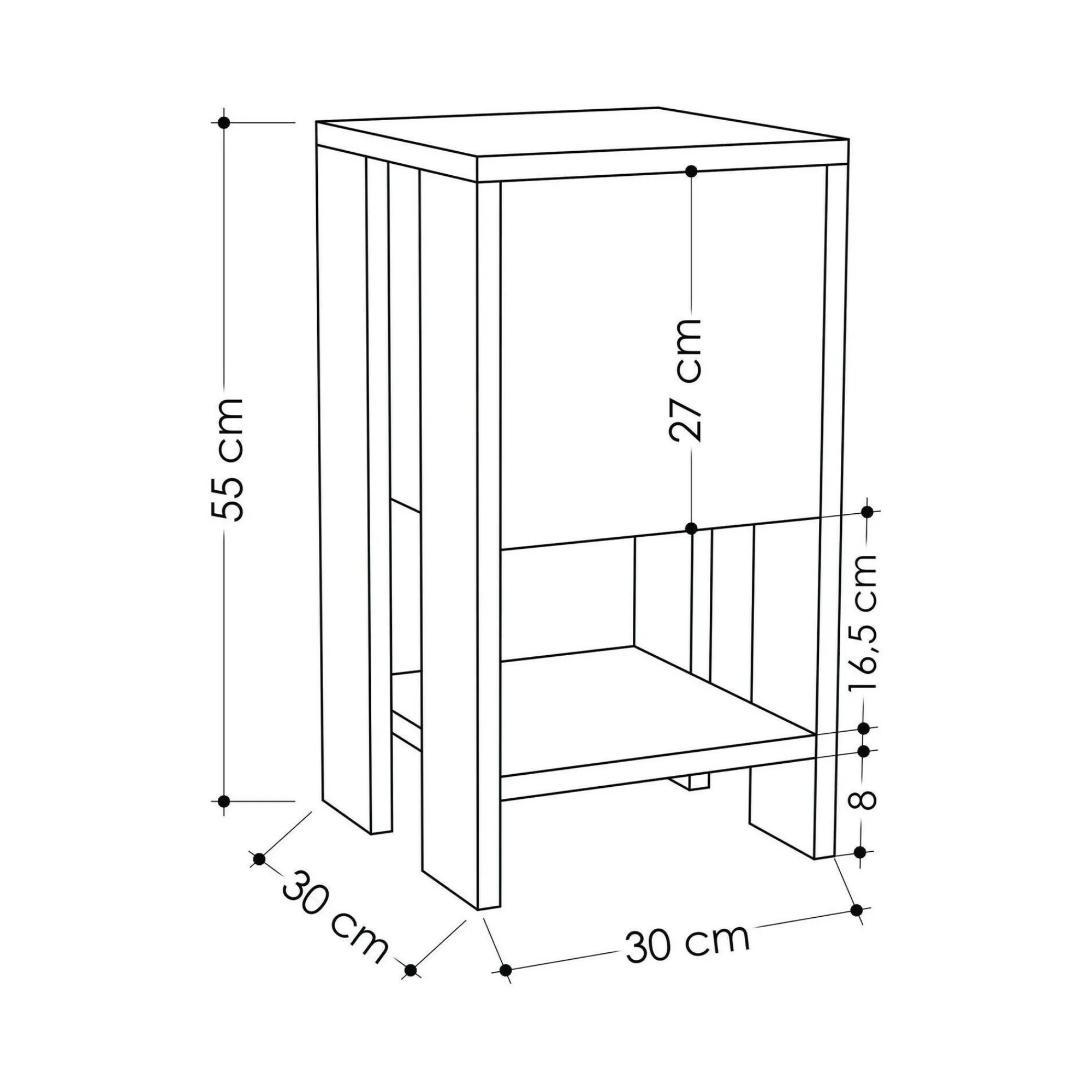 Comodino Filippa, 30x30h55 cm, Bianco e Tortora<Dmora Best