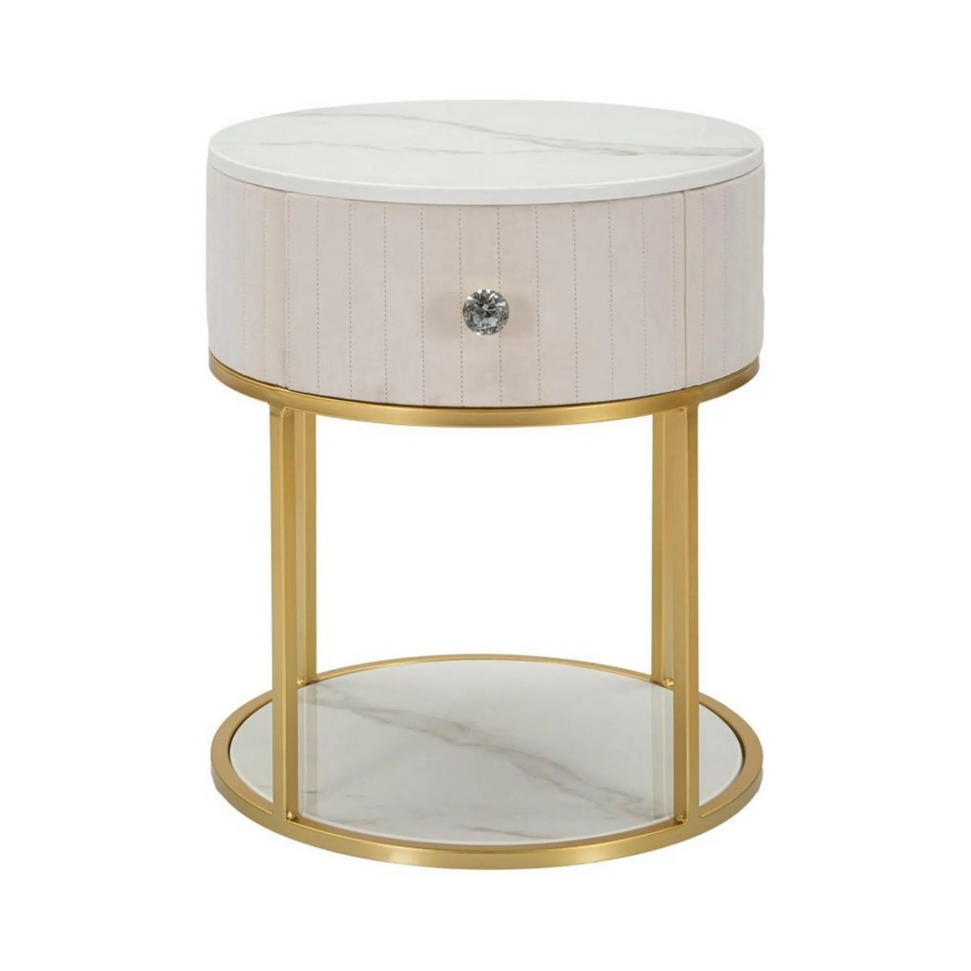 Comodino Gerhard, 42x42 h48 cm, Crema e Bianco<Dmora Clearance
