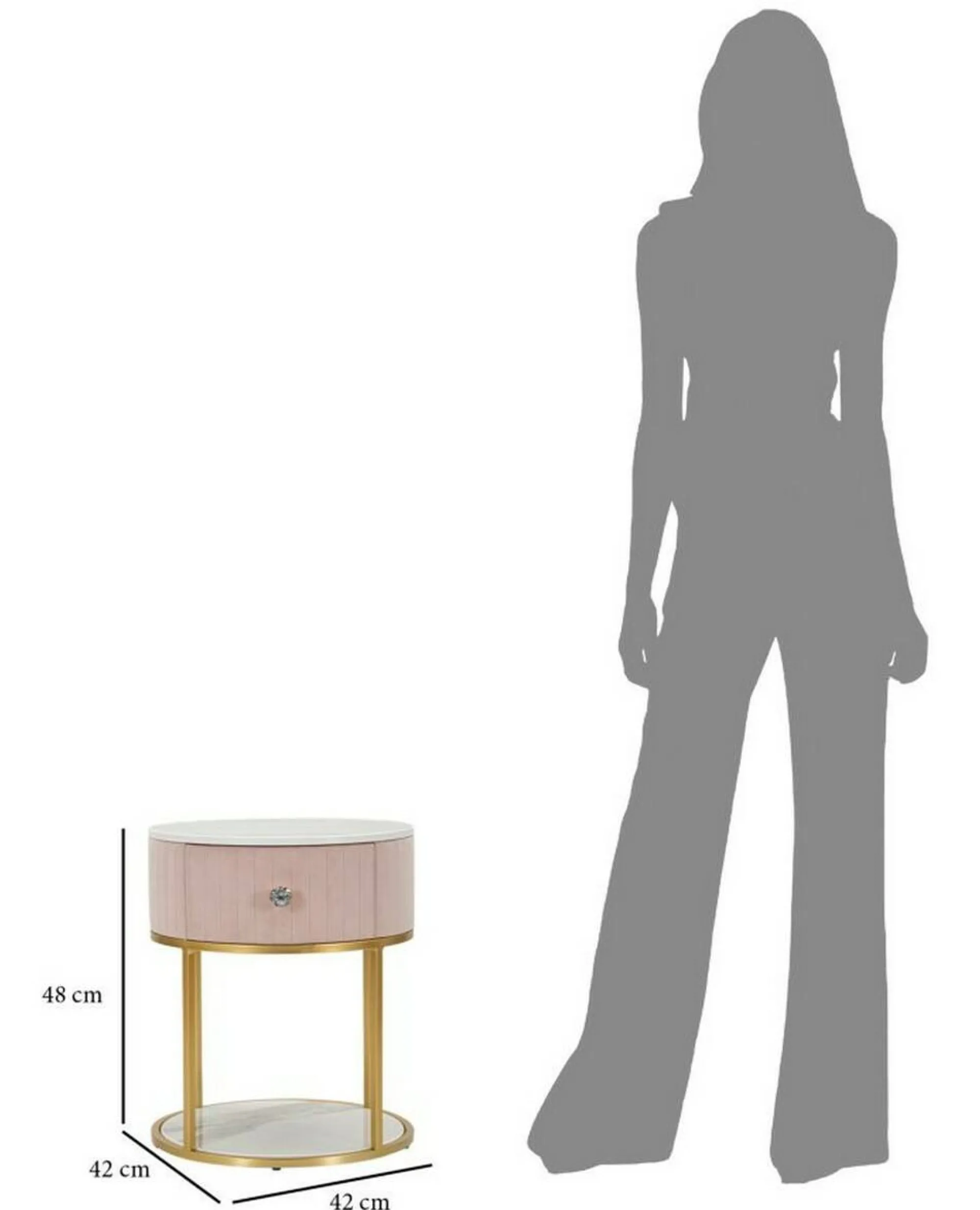 Comodino Gerhard, 42x42 h48 cm, Rosa e Bianco<Dmora Cheap