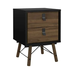 Comodino Jean, 40x43 h60 cm, Nero e Noce<Dmora New