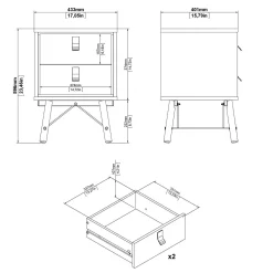 Comodino Jean, 40x43 h60 cm, Nero e Noce<Dmora New
