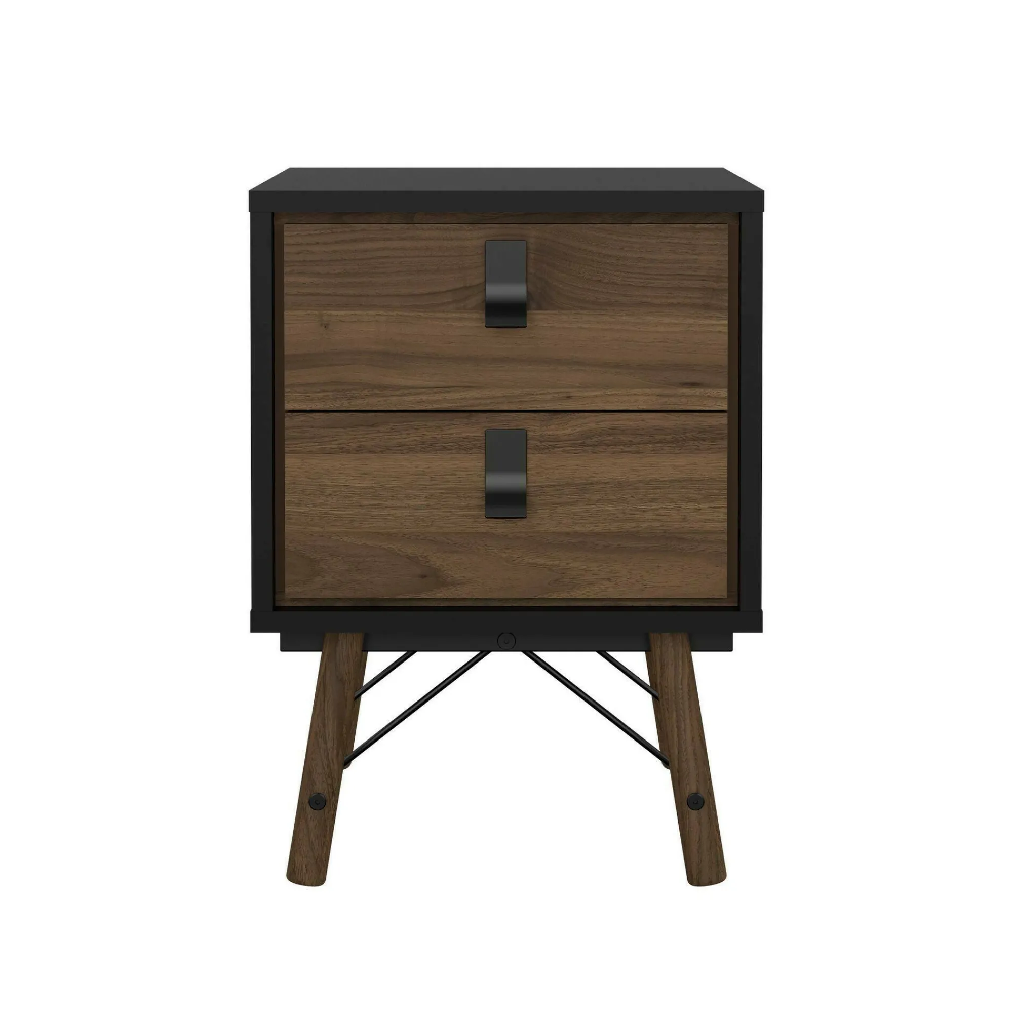 Comodino Jean, 40x43 h60 cm, Nero e Noce<Dmora New