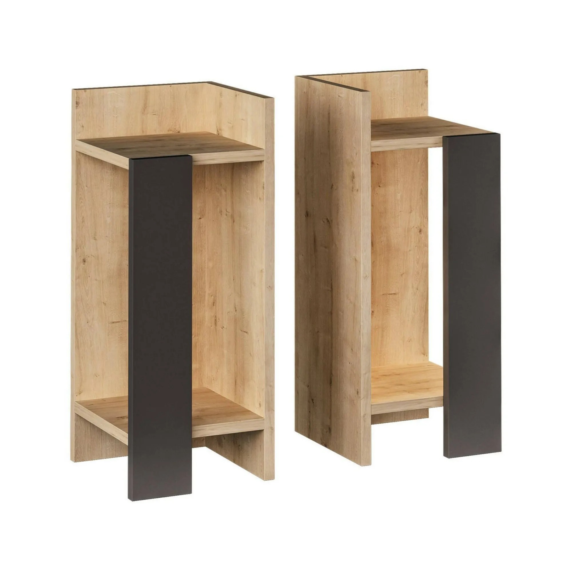 Comodino Lepre, 25x27h60 cm, Quercia e Antracite<Dmora Hot