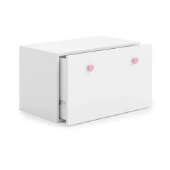 Comodino Meari, 42x42 h71 cm, Bianco e Rosa<Dmora Flash Sale