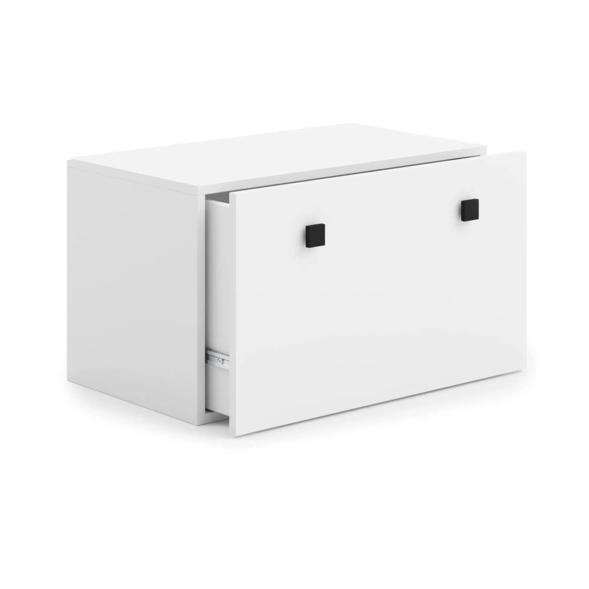 Comodino Meari, 42x42 h71 cm, Bianco e Nero<Dmora Discount