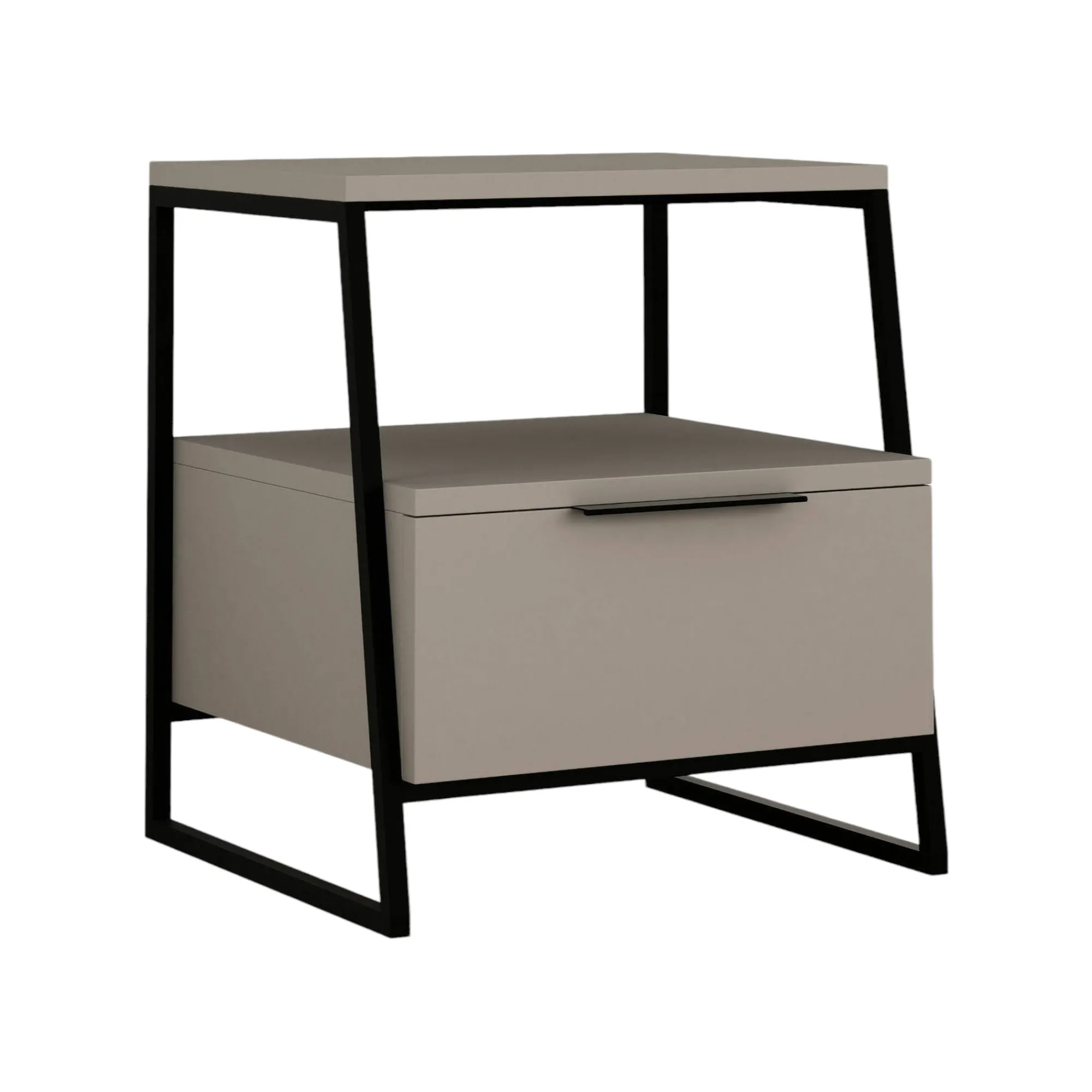 Comodino Rosita, 45x41 h50 cm, Beige e Nero<Dmora Sale