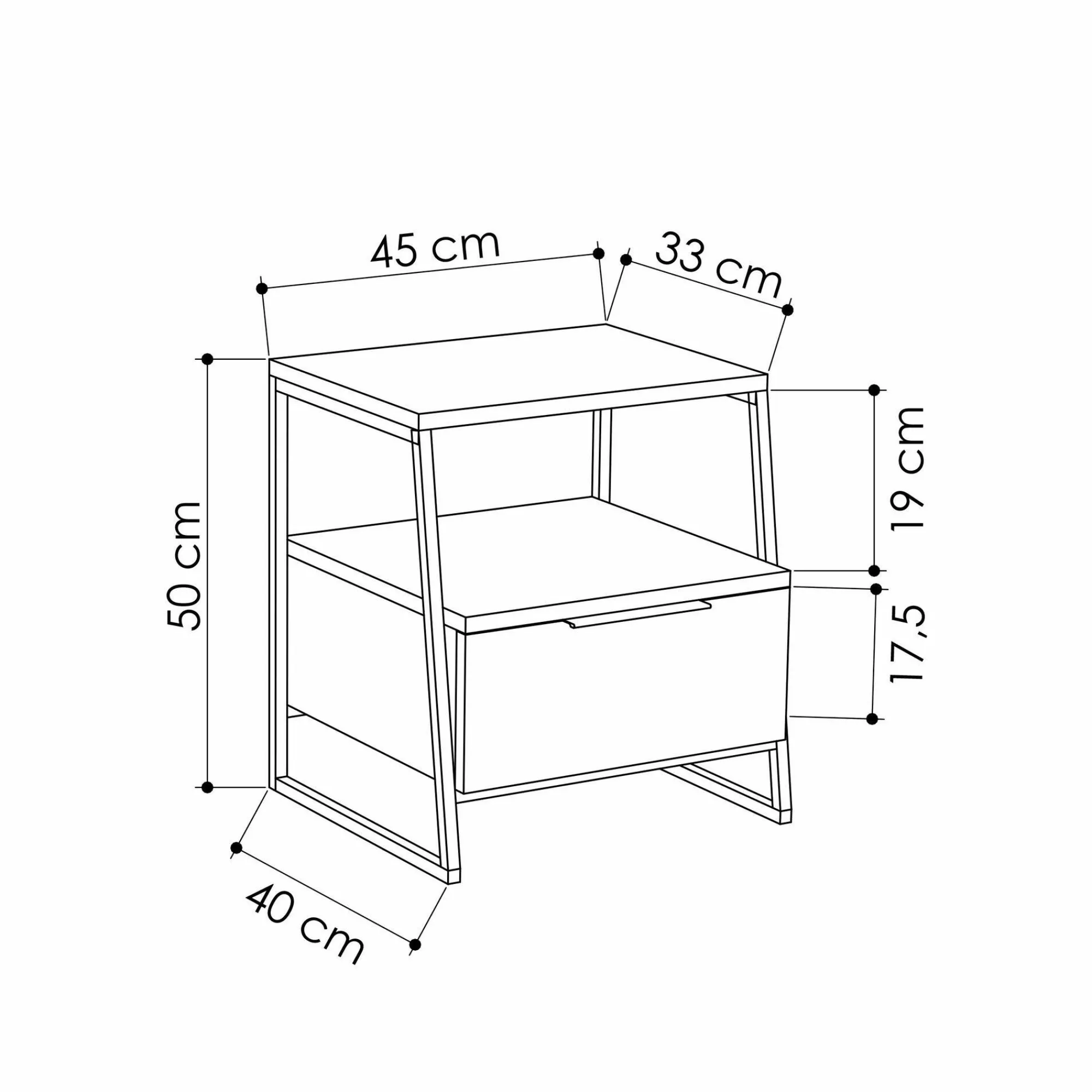 Comodino Rosita, 45x41 h50 cm, Beige e Nero<Dmora Sale