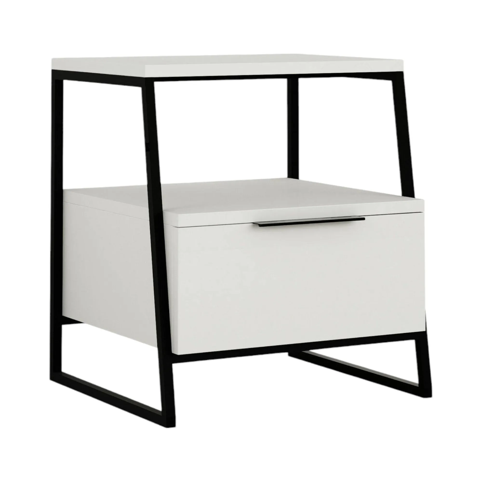 Comodino Rosita, 45x41 h50 cm, Bianco e Nero<Dmora New