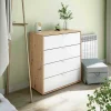 Comodino Spinello, 78x40 h86 cm, Bianco e Rovere Nodi<Dmora Flash Sale