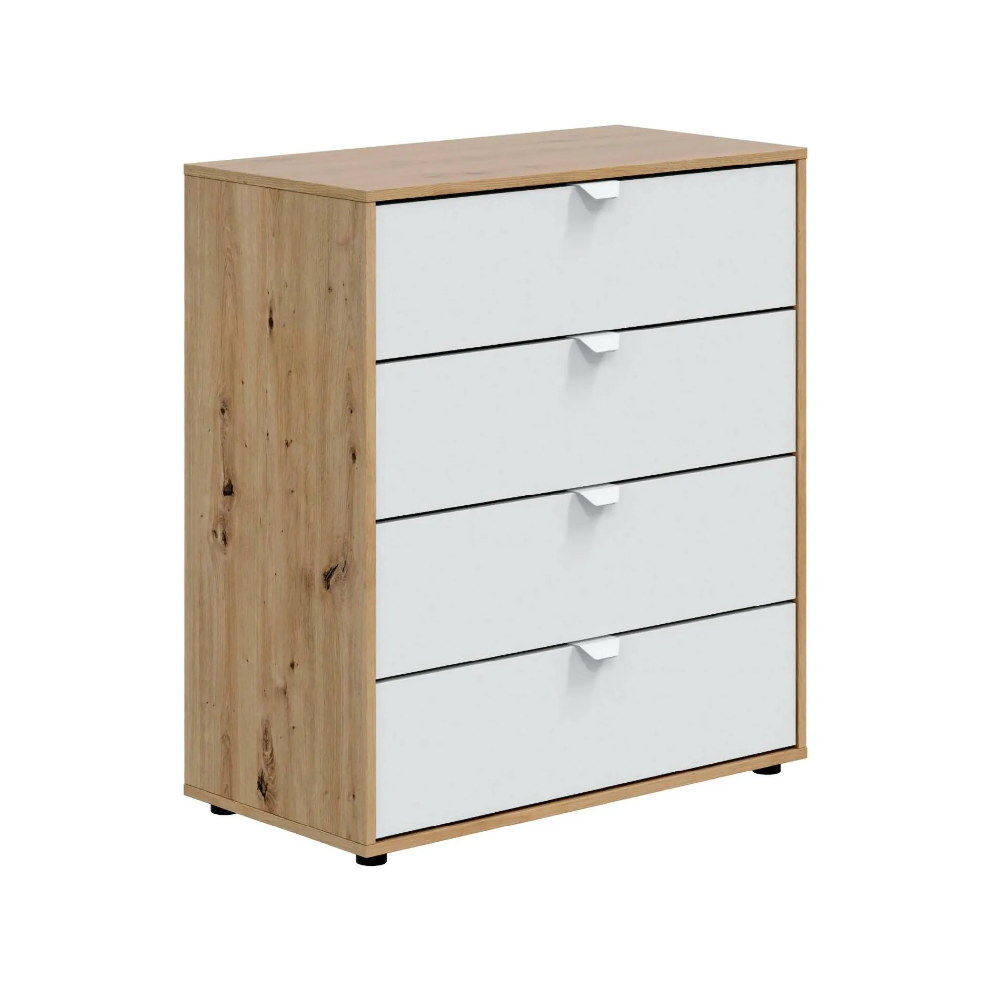 Comodino Spinello, 78x40 h86 cm, Bianco e Rovere Nodi<Dmora Flash Sale