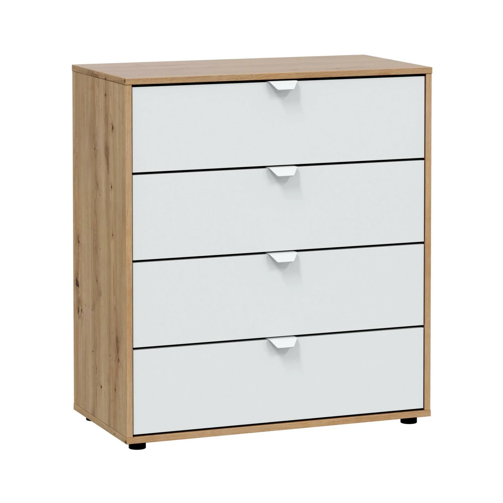 Comodino Spinello, 78x40 h86 cm, Bianco e Rovere Nodi<Dmora Flash Sale