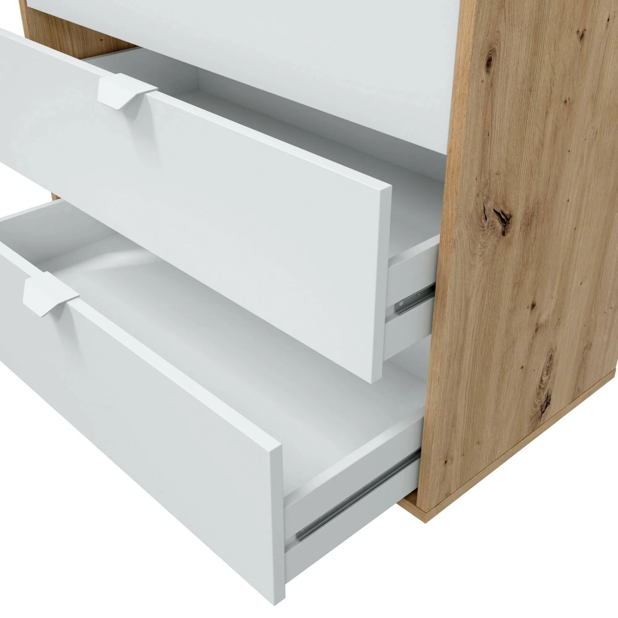 Comodino Spinello, 78x40 h86 cm, Bianco e Rovere Nodi<Dmora Flash Sale
