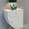 Comodino Suze, Bianco e Oro, 60x32 h79 cm<Dmora Clearance