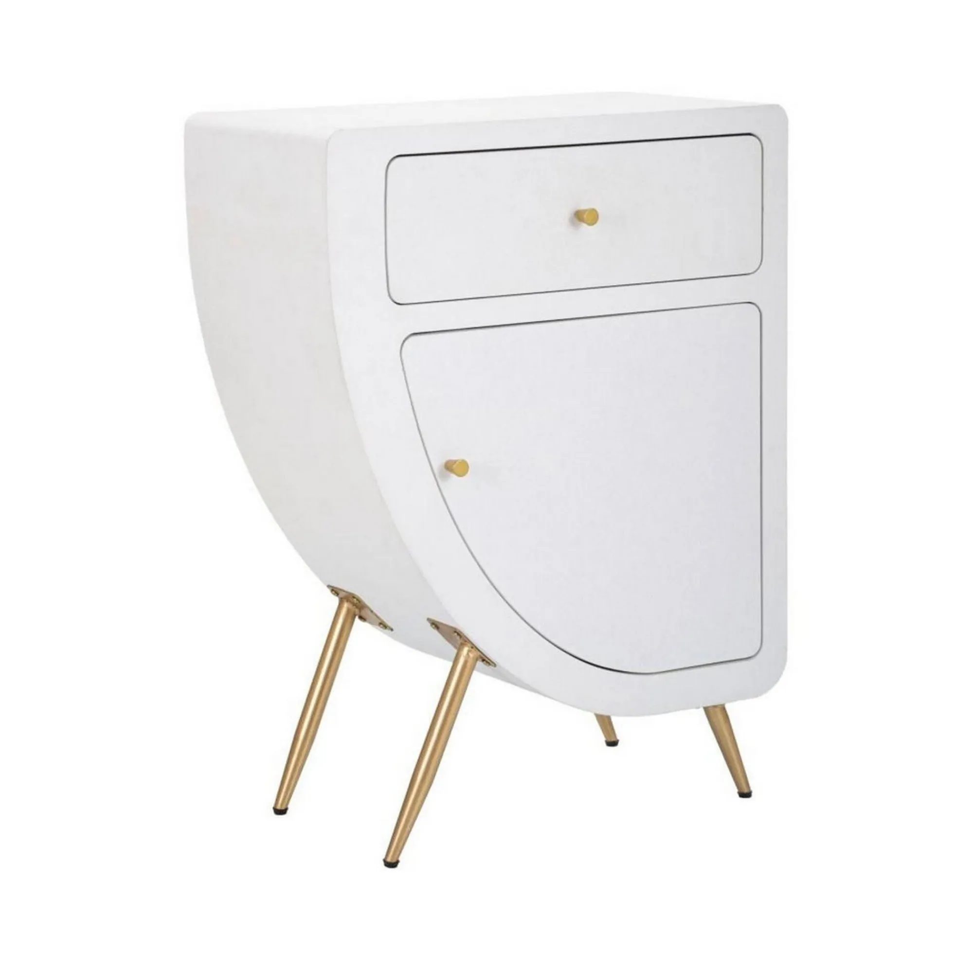 Comodino Suze, Bianco e Oro, 60x32 h79 cm<Dmora Clearance