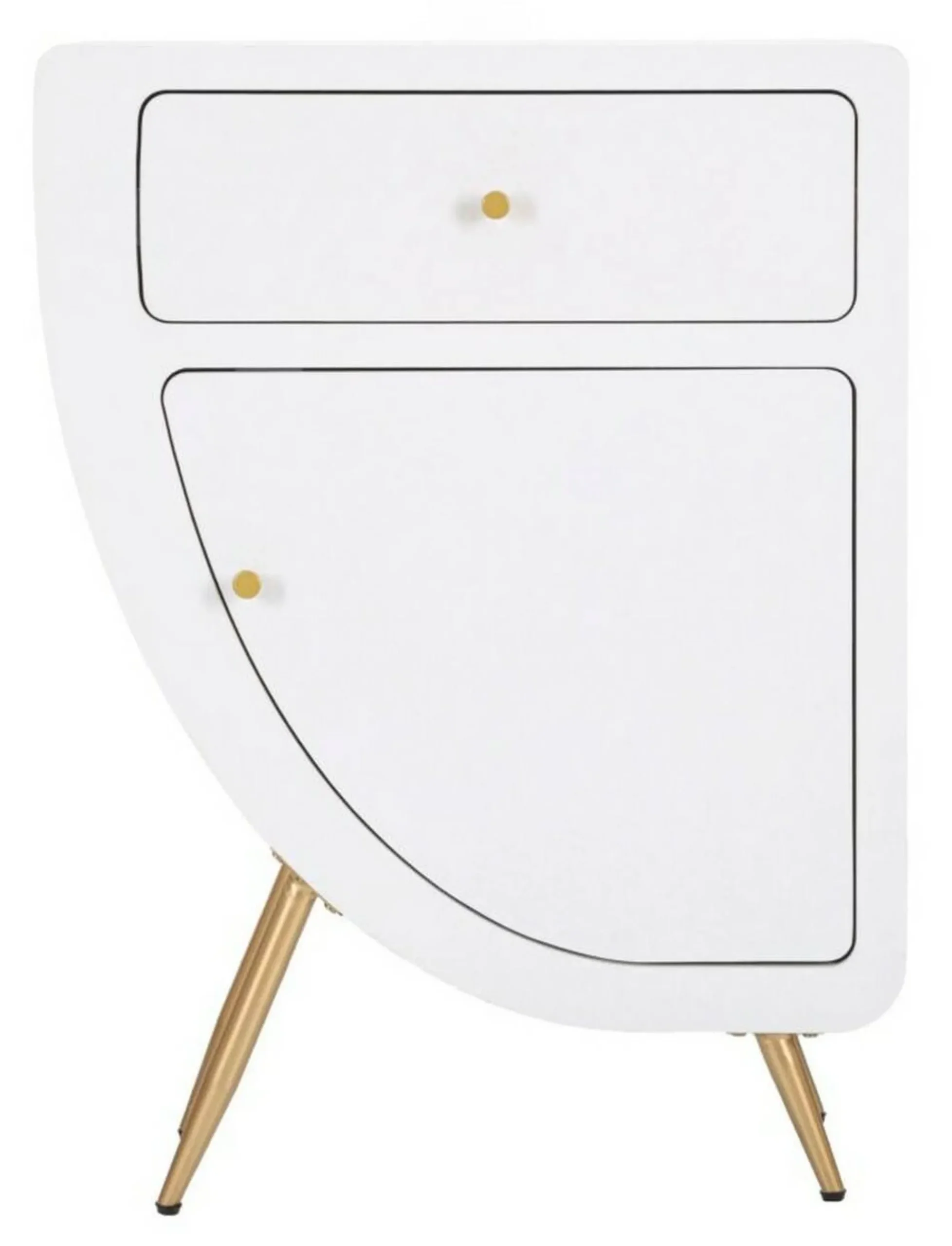 Comodino Suze, Bianco e Oro, 60x32 h79 cm<Dmora Clearance