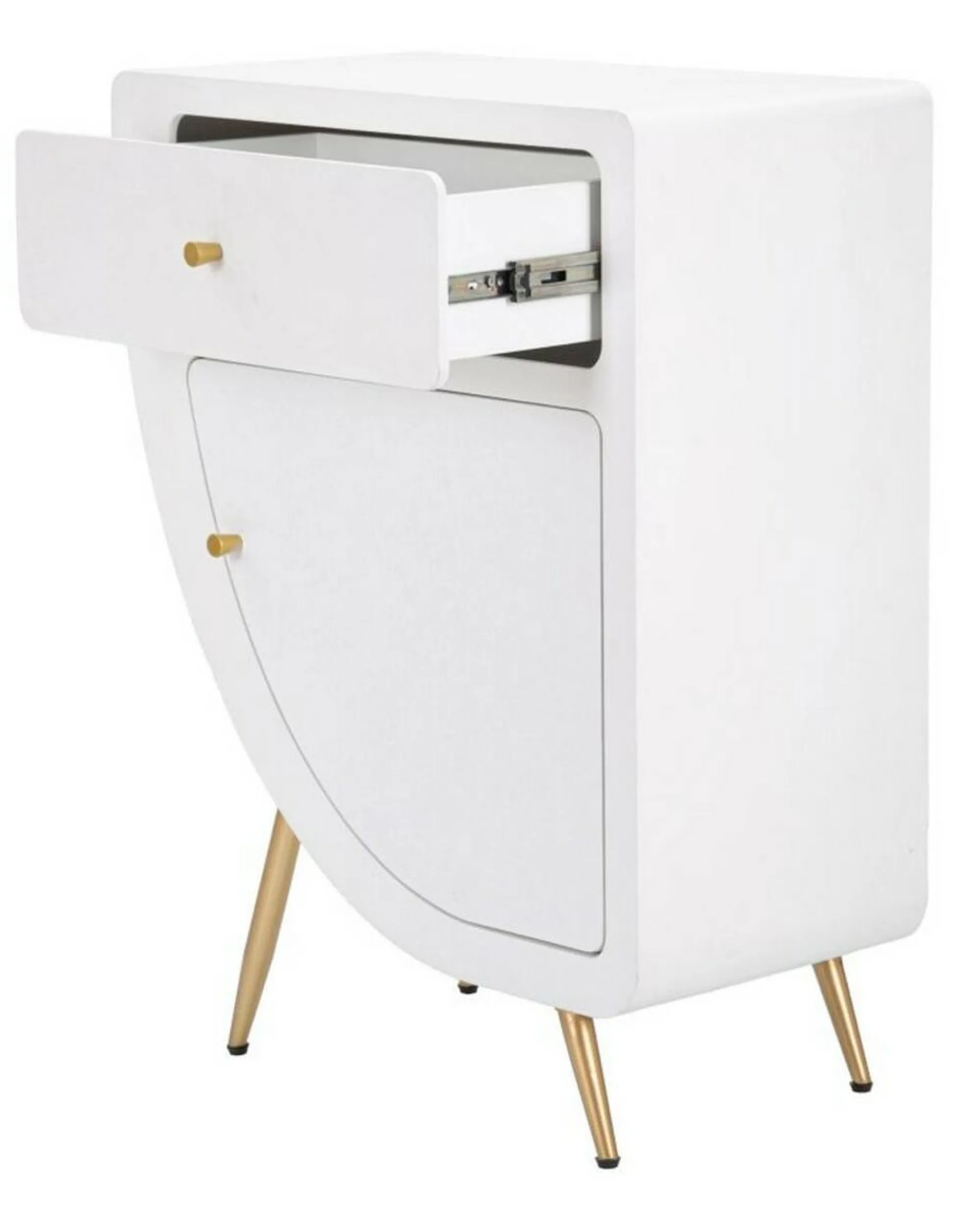 Comodino Suze, Bianco e Oro, 60x32 h79 cm<Dmora Clearance