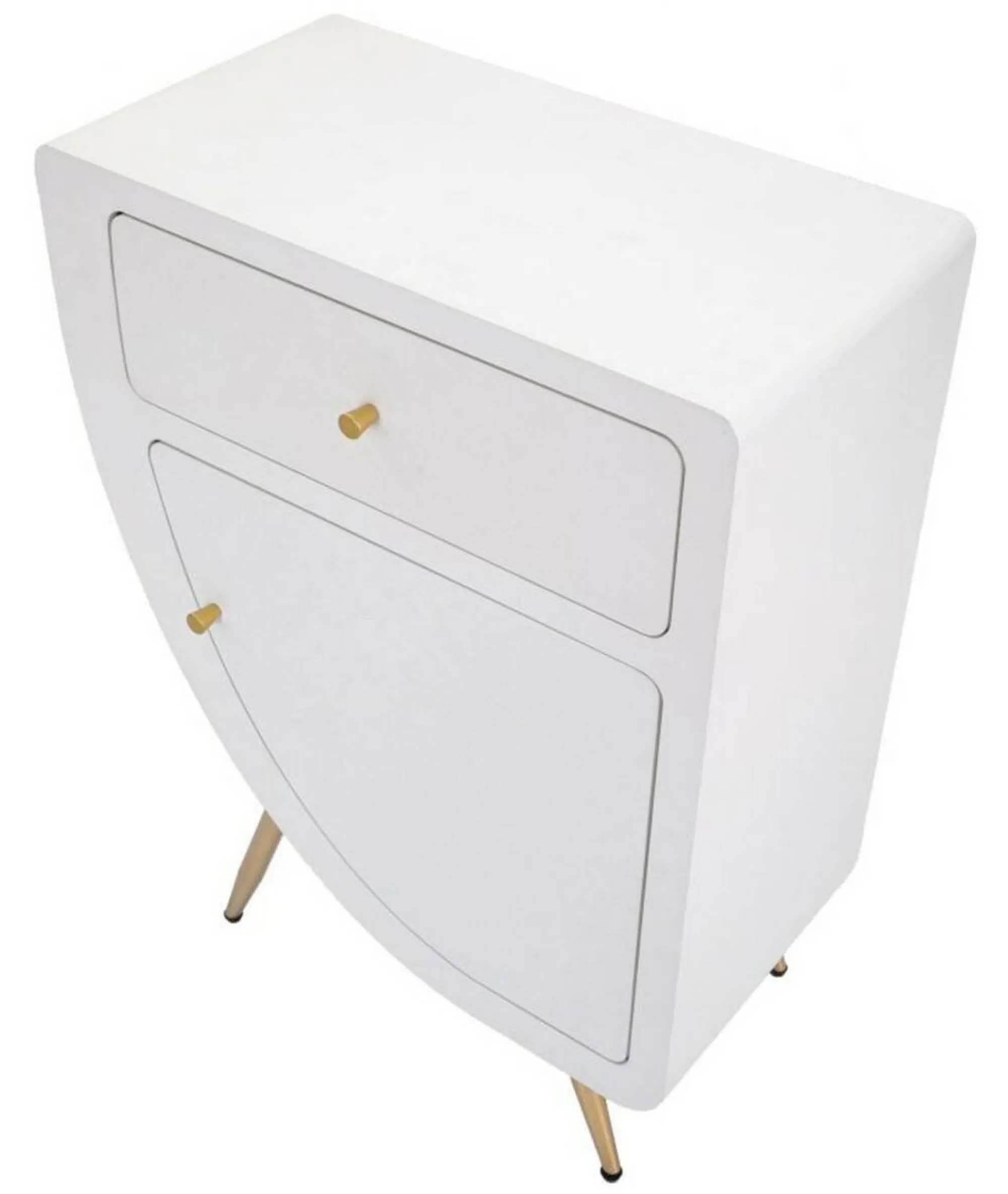 Comodino Suze, Bianco e Oro, 60x32 h79 cm<Dmora Clearance