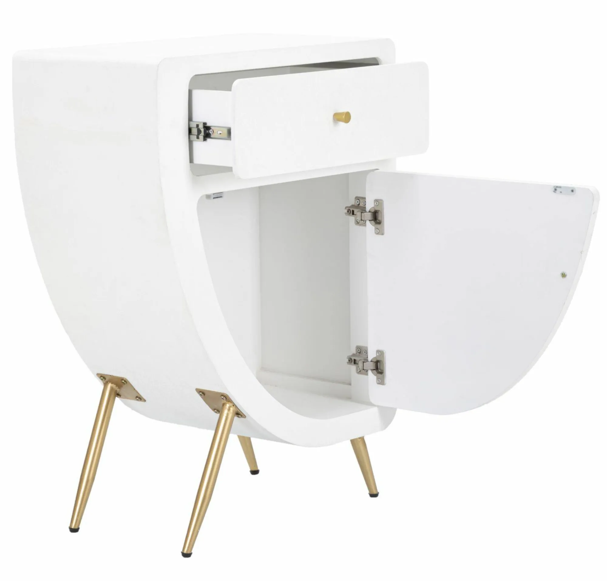 Comodino Suze, Bianco e Oro, 60x32 h79 cm<Dmora Clearance