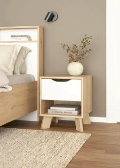 Comodino Zuglio, 40x40 h47 cm, Rovere e Bianco<Dmora Best Sale