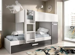 Composizione camera da letto Agle, 244x112h150 cm, Bianco e Antracite<Dmora Flash Sale