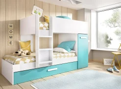 Composizione camera da letto Hikaa, 244x112 h150 cm, Azzurro e Bianco<Dmora Store