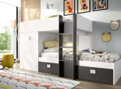 Composizione camera da letto Araba, 271x111h150 cm, Bianco e Antracite<Dmora Flash Sale