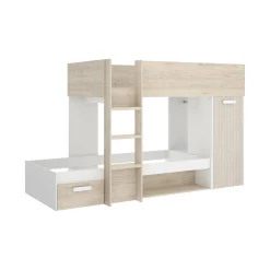 Composizione camera da letto Pinus, 246x112 h150 cm, Bianco e Rovere<Dmora Fashion