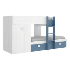 Composizione camera da letto Dbajram, 271x111h150 cm, Bianco e Blu<Dmora Outlet