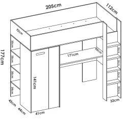 Composizione camera da letto Dhovlan, 206x111 h178 cm, Bianco e Rovere<Dmora Best Sale