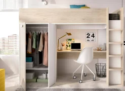 Composizione camera da letto Dhovlan, 206x111 h178 cm, Bianco e Rovere<Dmora Best Sale