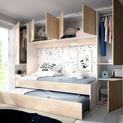 Composizione camera da letto Giustizia, 303x97h203 cm, Rovere e Bianco<Dmora Best Sale