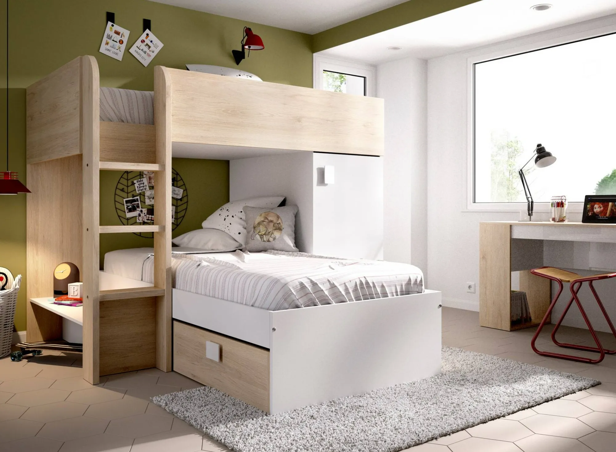Composizione camera da letto Pax, 255x112h150 cm, Bianco e Rovere<Dmora Cheap