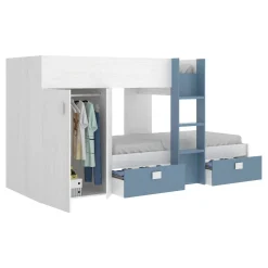 Composizione camera da letto Dbajram, 271x111h150 cm, Bianco e Blu<Dmora Outlet
