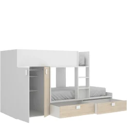 Composizione camera da letto Acerola, 275x108h150 cm, Bianco e Rovere<Dmora Best