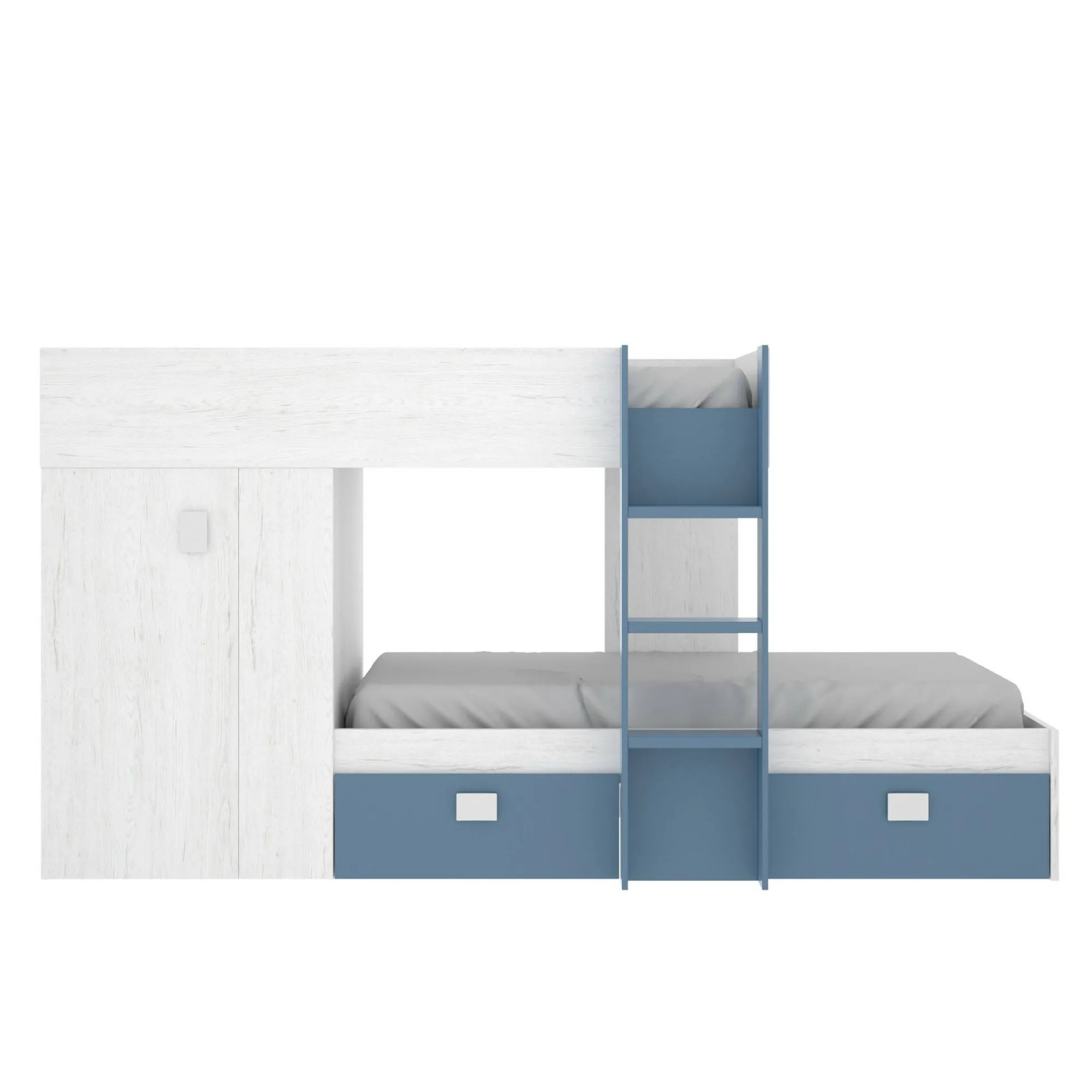 Composizione camera da letto Dbajram, 271x111h150 cm, Bianco e Blu<Dmora Outlet