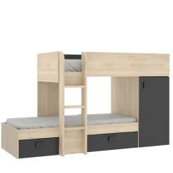 Composizione camera da letto Pax, 255x112h150 cm, Rovere e Antracite<Dmora Outlet