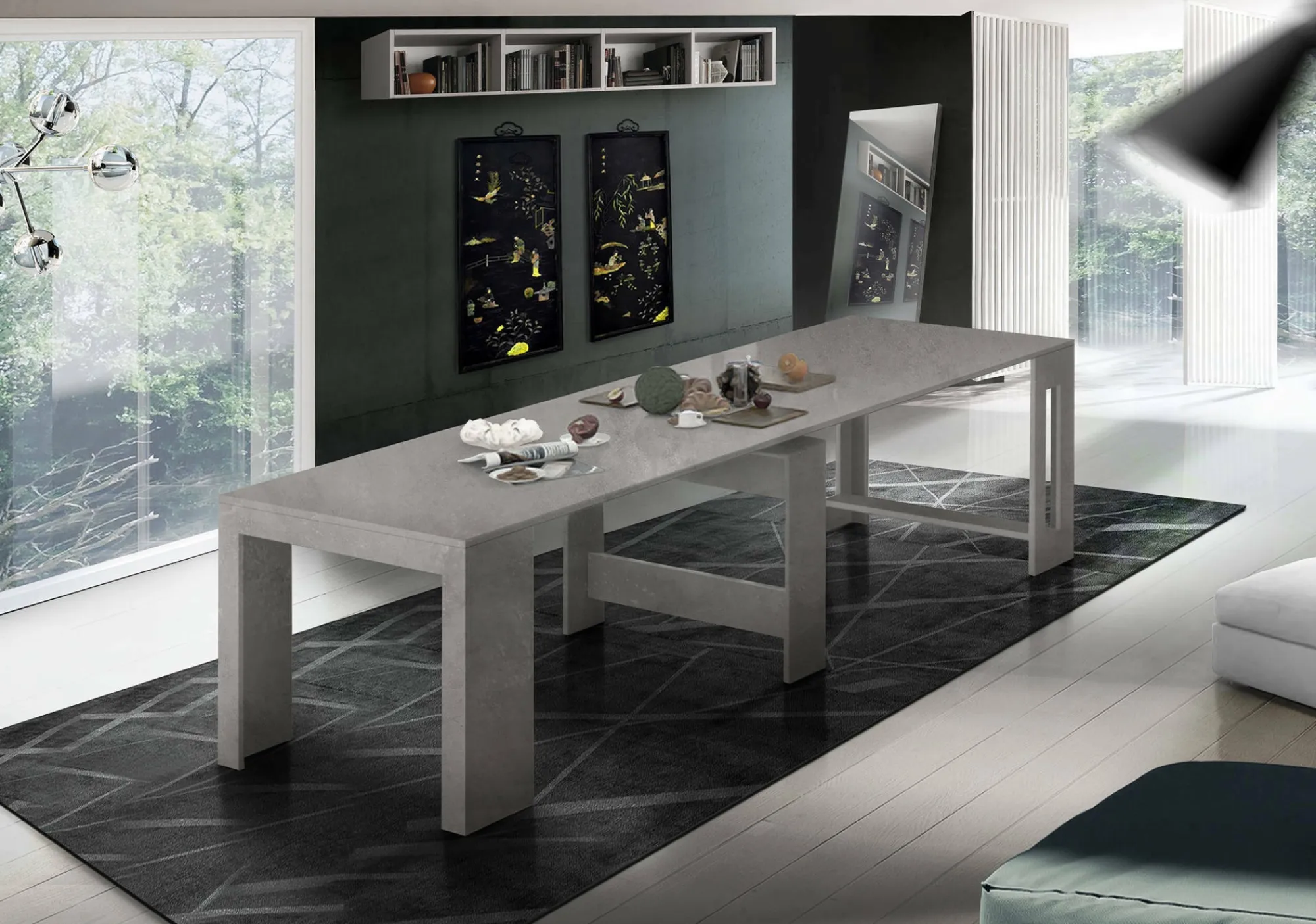 Consolle allungabile Anello, cm 51/300x90h77, Marmo<Dmora Clearance