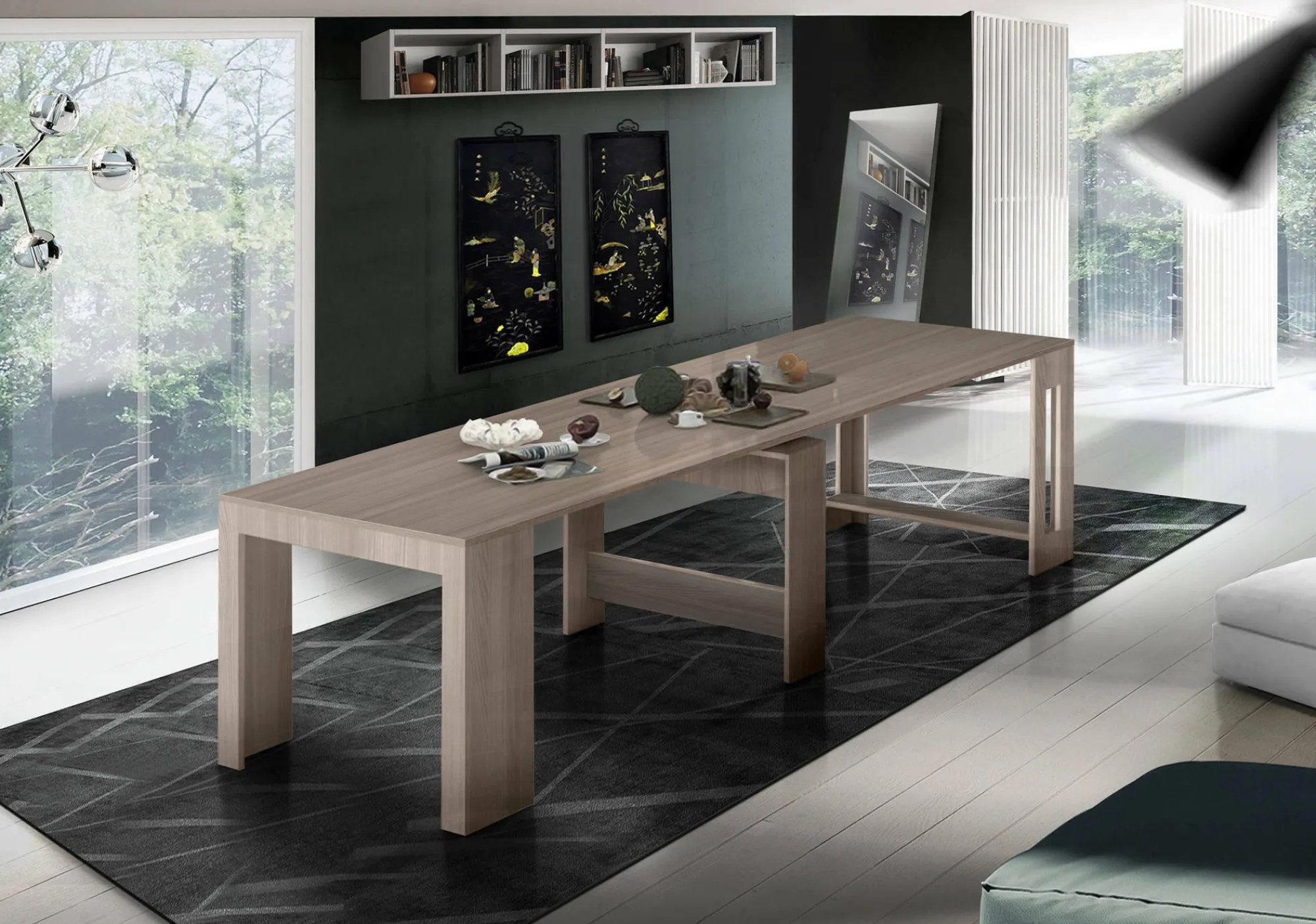 Consolle allungabile Anello, cm 51/300x90h77, Olmo perla<Dmora Online